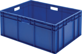 LA-KA-PE Transport-Stapelkasten B800xT600xH320 mm blau, geschlossen mit Griffloch