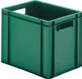 LA-KA-PE Transport-Stapelkasten B400xT300xH320 mm grün, geschlossen mit Griffloch