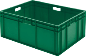 LA-KA-PE Transport-Stapelkasten B800xT600xH320 mm grün, geschlossen mit Griffloch
