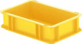 LA-KA-PE Transport-Stapelkasten B300xT200xH75 mm gelb, geschlossen ohne Griffloch
