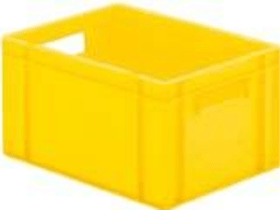 LA-KA-PE Transport-Stapelkasten B400xT300xH210 mm gelb, geschlossen mit Griffloch