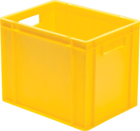 LA-KA-PE Transport-Stapelkasten B400xT300xH320 mm gelb, geschlossen mit Griffloch