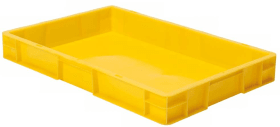 LA-KA-PE Transport-Stapelkasten B600xT400xH75 mm gelb, geschlossen ohne Griffloch
