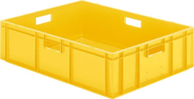 LA-KA-PE Transport-Stapelkasten B800xT600xH210 mm gelb, geschlossen mit Griffloch
