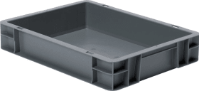 LA-KA-PE Transport-Stapelkasten B400xT300xH75 mm grau, geschlossen ohne Griffloch