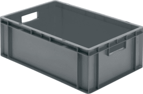 LA-KA-PE Transport-Stapelkasten B600xT400xH210 mm grau, geschlossen mit Griffloch