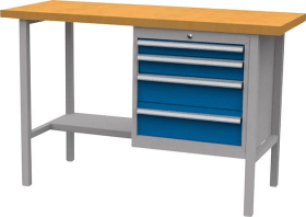 Kastenwerkbank B1500mm 4 Schubl. RAL7035/5010