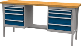 Kastenwerkbank B2000mm 8 Schubl. RAL7035/5010