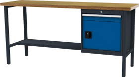 Kastenwerkbank B2000mm 1 Schublade 1 Tür RAL7016/5010