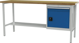 Kastenwerkbank B2000mm 1 Schublade 1 Tür RAL7035/5010