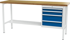 Kastenwerkbank B2000mm 4 Schubladen RAL7035/5010