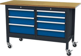 Kastenwerkbank mobil B1500mm 7 Schubladen RAL7016/5010