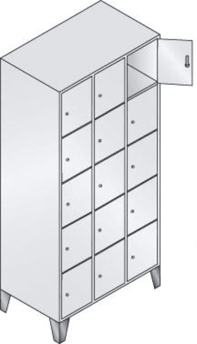 CP SCHLIESSFACHSCHRANK RAL 7035/7035 1850X900X500MM 3X5 FÄCHER FÜSSE 8010-305