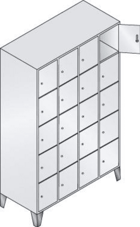 CP SCHLIESSFACHSCHRANK RAL 7035/7035 1850X1190X500MM 4X5 FÄCH. FÜSSE 8010-405