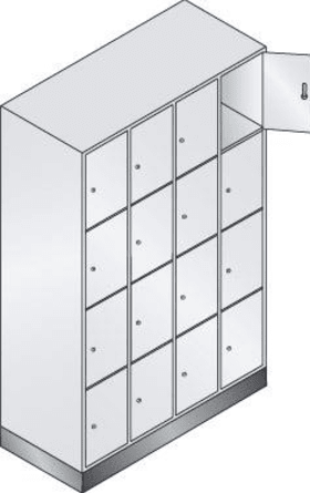 CP SCHLIESSFACHSCHRANK RAL 7035/5012 1800X1190X500MM 4X4 FÄC. SOCKEL 8020-404