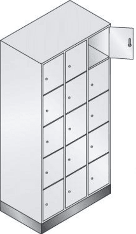 CP SCHLIESSFACHSCHRANK RAL 7035/7035 1800X900X500MM 3X5 FÄCH. SOCKEL 8020-305