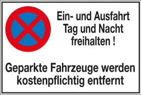 WOLK HALTEVERBOTSSCHILD EIN- U AUSFAHRT TAG…. 600X400MM ALU GEPRÄGT 110.5233