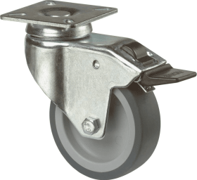 Lenkrolle 100mm,C120 Platte,Gummirad,GL C120.A80.100 BS ROLLEN