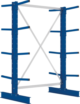 Kragarmregal L Grundfeld B1330xT2x600xH2000 mm doppelseitig RAL 5010 2x4 Arme Traglast 140kg