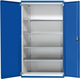 Schwerlastschrank B1085xT630xH1950mm RAL7035/5010 o.Mittelwand4 Böden