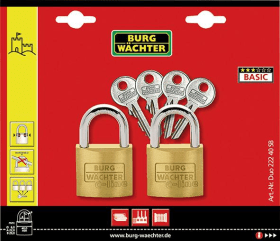 Messing-Hangschloss-Set 222/40/SB/trio Gl Burg BURG WÄCHTER