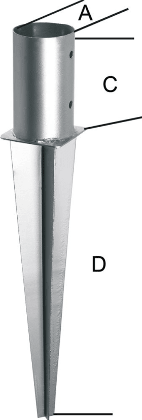 EINSCHLAG-BODENHÜLSE F. RUNDHOLZ FVZ 81 X 150 X 450/600 MM 4317784410373