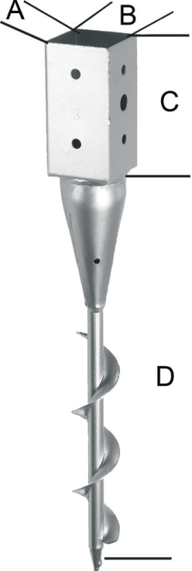 EINSCHRAUB-BODENHÜLSE FVZ 91 X 91 X 150X 500/650 MM 4317784410144