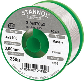 STANNOL FITTINGSLOT-97 TC300 3,0 MM 250 G S-SN97CU3 428190