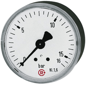 Manometer rückseitig zentrisch 63mm 0-10bar G1/4", Einfachskala, Kunststoffgeh., RIEGLER