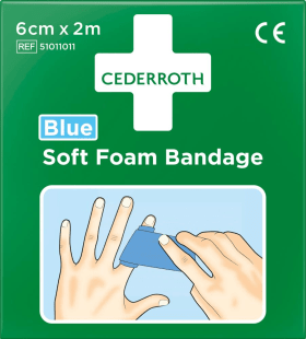 CEDERROTH SOFT FOAM BANDAGE BLUE 6 CM X 2 M KLEBSTOFFFREI ELASTISCH