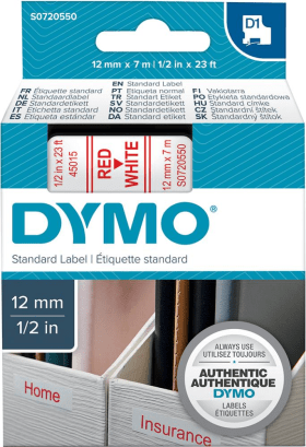 DYMO SCHRIFTBAND D1 45015 ROT/WEISS S0720550