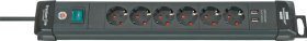 Brennenstuhl Steckdosenleiste Premium-Line mit USB Ladefunktion, 6-Fach, 3m
