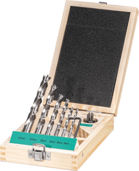 Holzspiralbohrer Satz HSS7-tlg. FORTIS 4,5,6,8,10,12 mm und 1 HW-Versenker