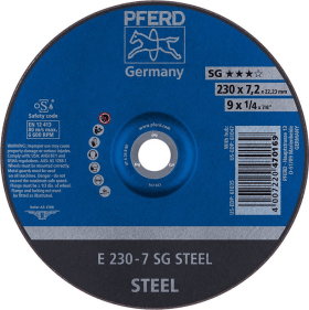 PFERD SCHRUPPSCHEIBE E 230-7 SG STEEL 230X7,2MM GEKRÖPFT 62223626