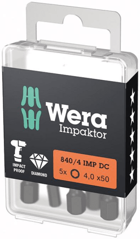 Wera Bit 840/1 IMP DC Hex-Plus, DIY-Box, 5 Stück