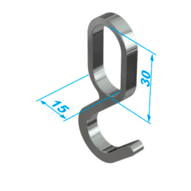 EINHÄNGEHAKEN FÜR OVALROHR 30X15MM VERCHROMT NR. 11142
