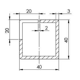 PROFILSTAHLR. 40403 N.ZEICHN. 01490 40X40X3 MM LS./RS. M.5 AUSFRÄS.