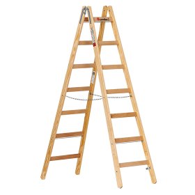 euroline Holz-Sprossenstehleiter mit Eimerhaken 10501/10502