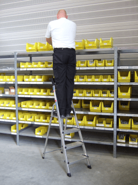 euroline DIY Alu-Stufenstehleiter mit Sicherheitsbrücke 22578