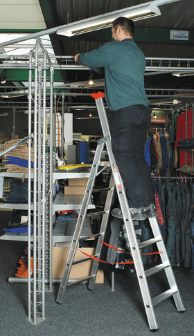 EUROLINE ALU-STUFENSTEHLEITER M. SICHERHEITSBRÜCKE 3257710 1X10 STUFEN