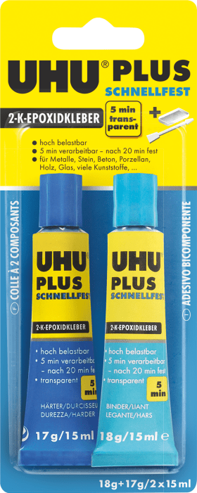 UHU PLUS SCHNELLFEST 35 G 2-K EPOXIDKLEBER BINDER 18 G HÄRTER 17 G