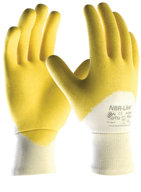 BIG NITRIL-HANDSCHUH NBR-LITE 2380 GR.8 GELB STRICKBD.HANDR.FREI GEM.EN388 KAT.2