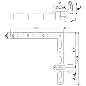 Maco  Winkelband BLR seitliche Regulierung mit Kröpfung 45-70 AT=18 L=228 Gr.2 schwarz-S  14228