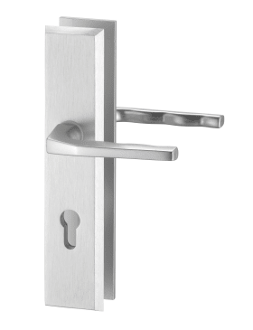 Dieckmann Alu-Schutz-Drücker-Garnitur, ES-0, Serie Rondo, kantiges Langschild 12mm, 72 PZ,, 8mm VKT, TS=35-45mm, 125/125, 8634 F02