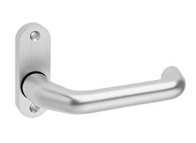 Dieckmann Alu-Rahmentürdrücker 1300 festdrehbar auf, ovaler Massivrosette, Serie Dione, asymmetrisch,, 8mm VKT, 391 F01