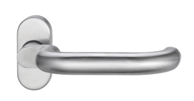 Dieckmann EST/Alu-Rahmentürdrücker auf ovaler Rosette, festdrehbar, Serie Ares, 8mm VKT, U-Form,, doppelt gekröpft, 143/2033 F01, (EST-Drücker F01 lackiert)