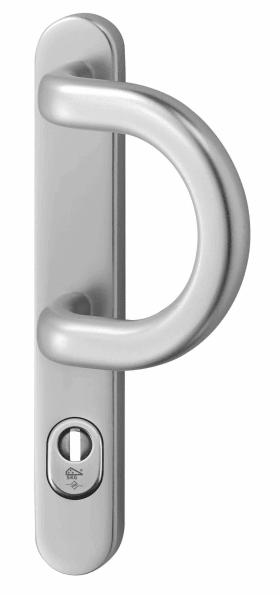 Dieckmann Alu-Rahmen-Wechsel-Garnitur mit Bügelgriff, SKG, Serie Kronos, 8mm VKT, 92 ZA, Innenschild mit Nocken, 2001/B1/545 F12, incl. Montageset Nr. 451, TS: 73-77mm