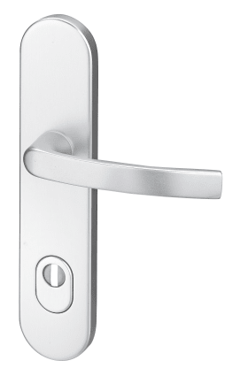 Dieckmann Alu-Schutz-Drücker-Garnitur, ES-1, Serie Uranus, ovales Langschild 15mm, 92 ZA,, 8mm VKT, festdrehbar gelagert, 2000/064 F01