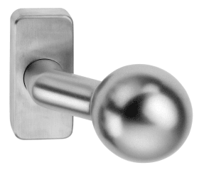 Dieckmann Alu-FS-Kugelknopf gekröpft auf kantiger Rosette, festdrehbar, Serie Keto FS, 9mm VKT, K4/2134/01 F12