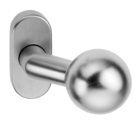 Dieckmann Alu-FS-Kugelknopf gekröpft auf ovaler Rosette, festdrehbar, Serie Ares FS, 9mm VKT, K4/2133/01 F12